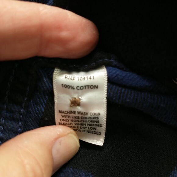 Field & Stream Mens Button Front Shirt Blue Black Large Check Flannel - Picture 9 of 12